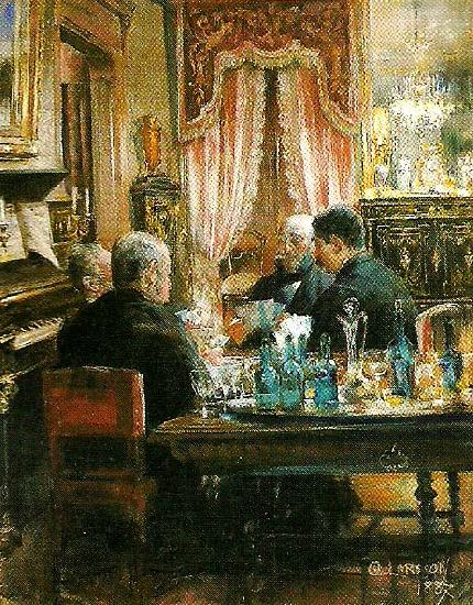 Carl Larsson spelparti-interior fran furstenbergska hemmet oil painting image